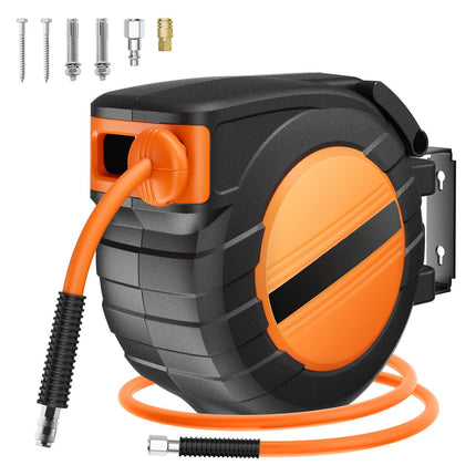 Retractable Air Hose Reel, 3/8 In x 50 Ft, 300 PSI
