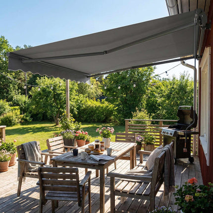 Zatahovací markýza, 10 m², tmavě šedá, ruční klika