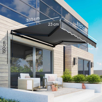 Zatahovací markýza, 10 m², tmavě šedá, ruční klika