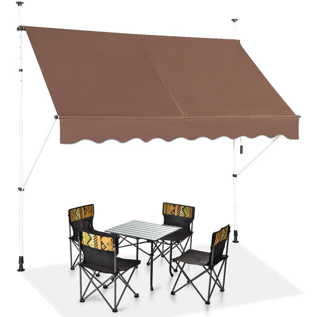 Uitschuifbaar zonnescherm 200 cm, zonder boren, UV-bestendig, verstelbaar