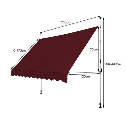 Zatahovací markýza 200 cm, odolná vůči UV, nastavitelná výška