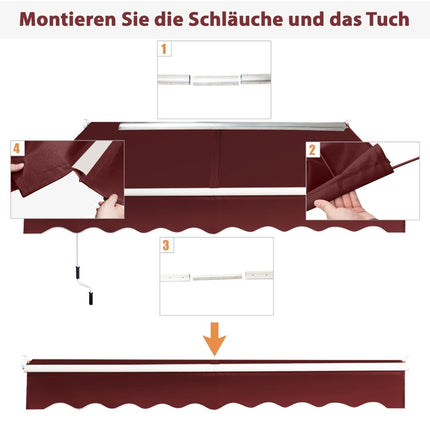 Gelenkarmmarkise, 2,5x2m, UV- & wasserabweisend, Rot