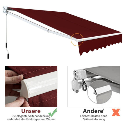 Gelenkarmmarkise, 2,5x2m, UV- & wasserabweisend, Rot