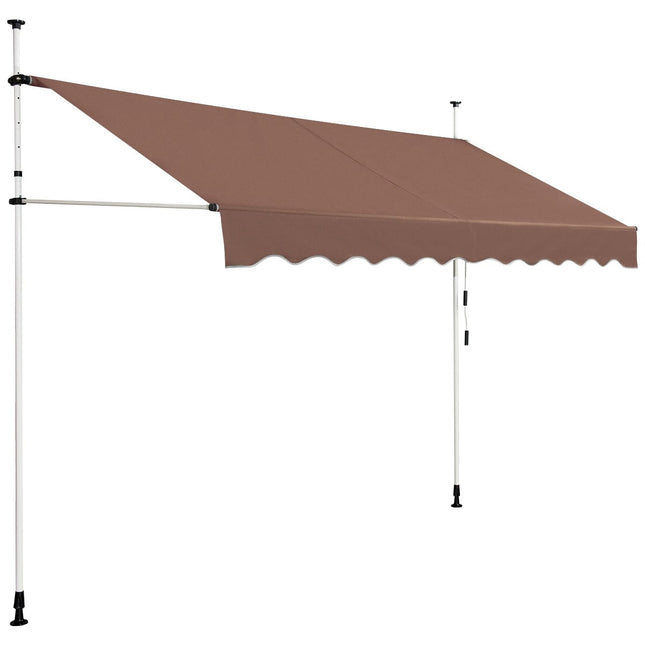 Uitschuifbaar zonnescherm 300 cm, boren niet nodig, UV-bestendig, bruin