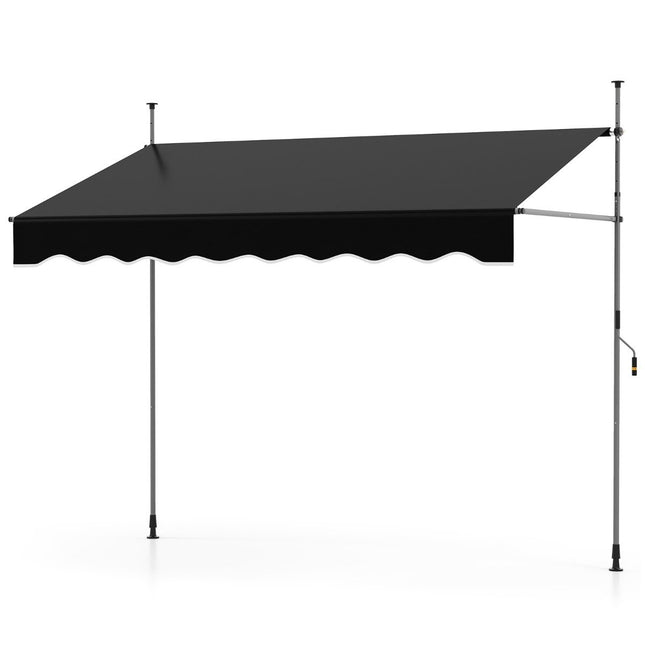 Zatahovací markýza, bez vrtání, nastavitelná výška, 250 cm, černá