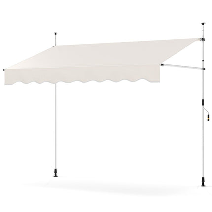 Zatahovací markýza, bez vrtání, nastavitelná výška, 250 cm, bílá