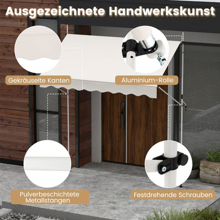 Zatahovací markýza, bez vrtání, nastavitelná výška, 250 cm, bílá