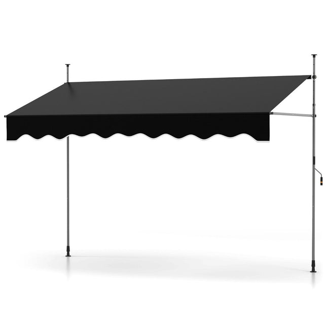 Uitschuifbaar zonnescherm, zonder boren, verstelbare hoogte, 300 cm, zwart