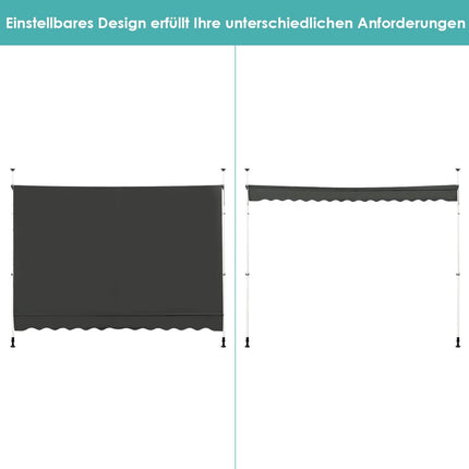 Zatahovací markýza, odolná vůči UV, nastavitelná, 300 x 120 cm, šedá