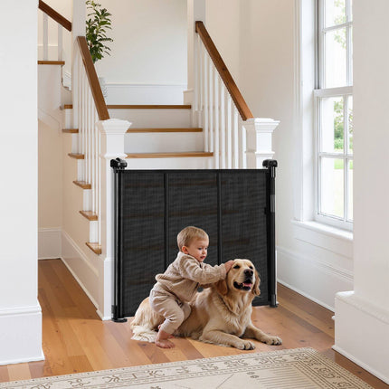 Retractable Baby Gate, 34 in Tall, Extends to 71 in, Black
