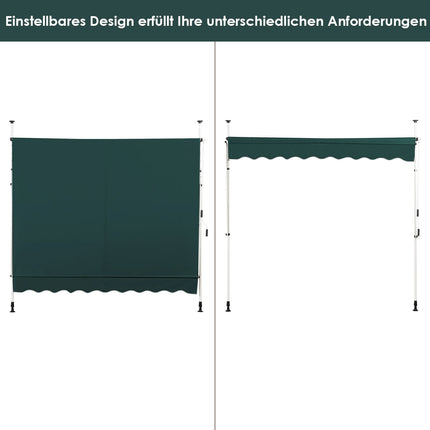 Zatahovací balkonová markýza, 250 cm, odolná vůči UV, zelená