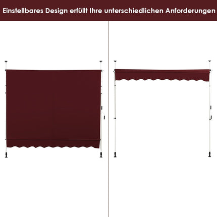 Zatahovací balkonová markýza, 250 cm, odolná vůči UV, červená