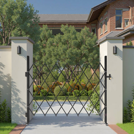 Retractable Folding Security Gate, Steel, 180 x 161 cm