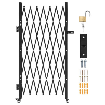 Retractable Folding Security Gate, Steel, 180 x 161 cm