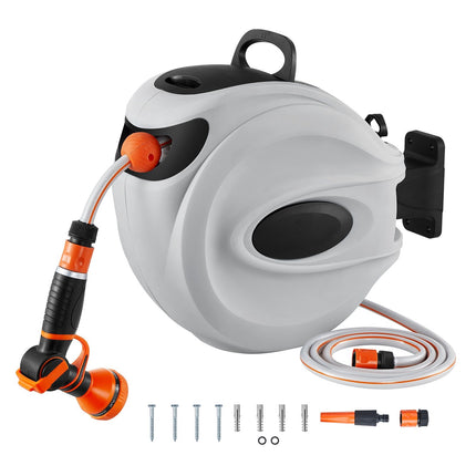 Retractable Garden Hose Reel, 1/2 in x 98 ft, Wall Mount