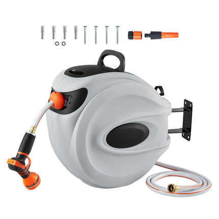 Retractable Garden Hose Reel, 131 ft Wall Mount, 180-Degree