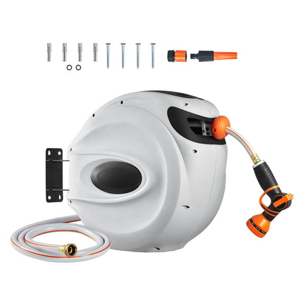Retractable Garden Hose Reel, 131 ft Wall Mount, 180-Degree