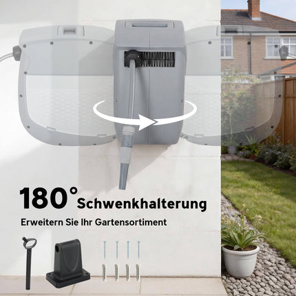 Retractable Garden Hose Reel with Wall Mount, 30m Length