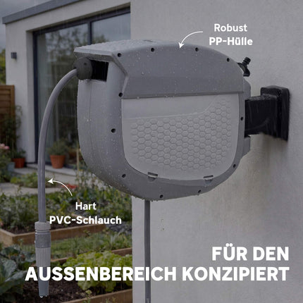 Retractable Garden Hose Reel with Wall Mount, 30m Length