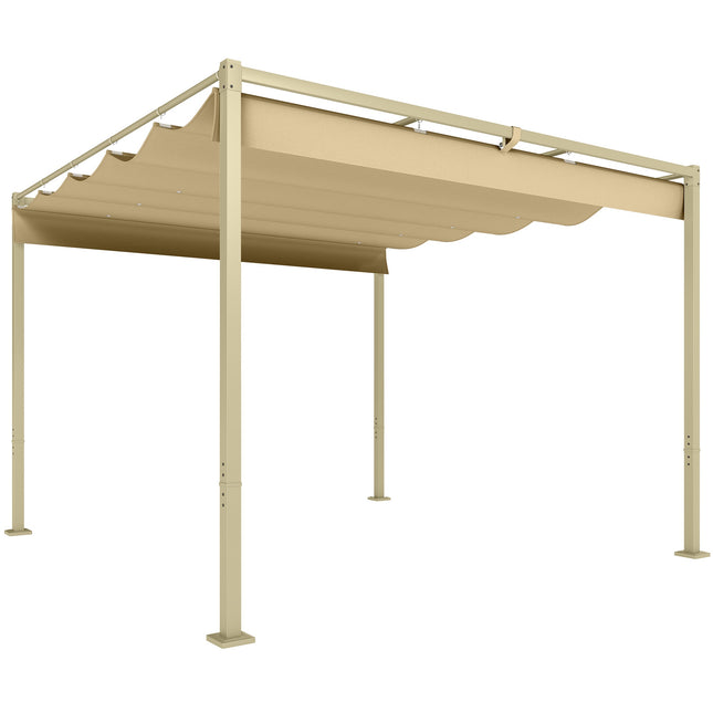 Retractable Garden Pergola, 3x3m, Khaki, UPF30+ Roof