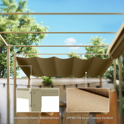 Zatahovací zahradní pergola, 3x3 m, khaki, střecha UPF30+
