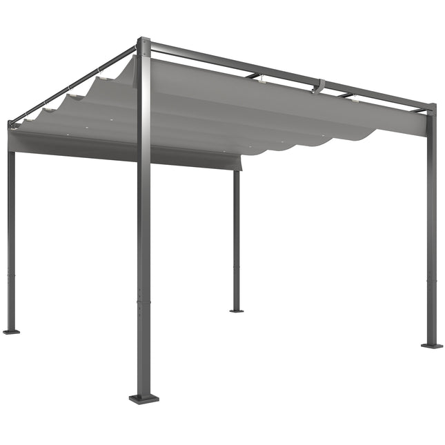Zatahovací zahradní pergola se stříškou, 3x3 m, šedá
