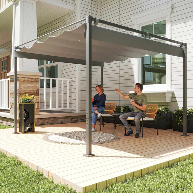 Zatahovací zahradní pergola se stříškou, 3x3 m, šedá