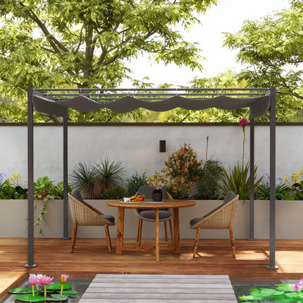 Zatahovací zahradní pergola se stříškou, 3x3 m, šedá