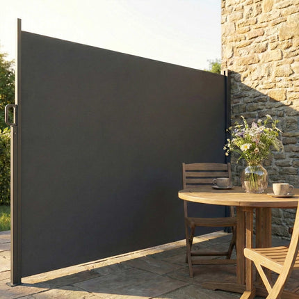Zatahovací venkovní zástěna, voděodolná, UV 50+, 420 x 185 cm, tmavě šedá
