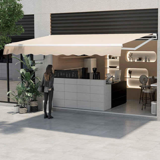 Retractable Patio Awning, 400x250 cm, Beige, Sun Protection
