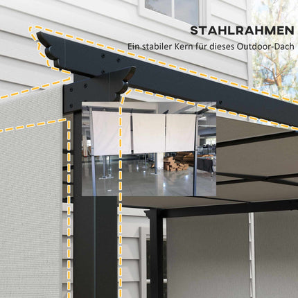 Zatahovací pergola 3x3,5 m, ocelový rám, UV ochrana