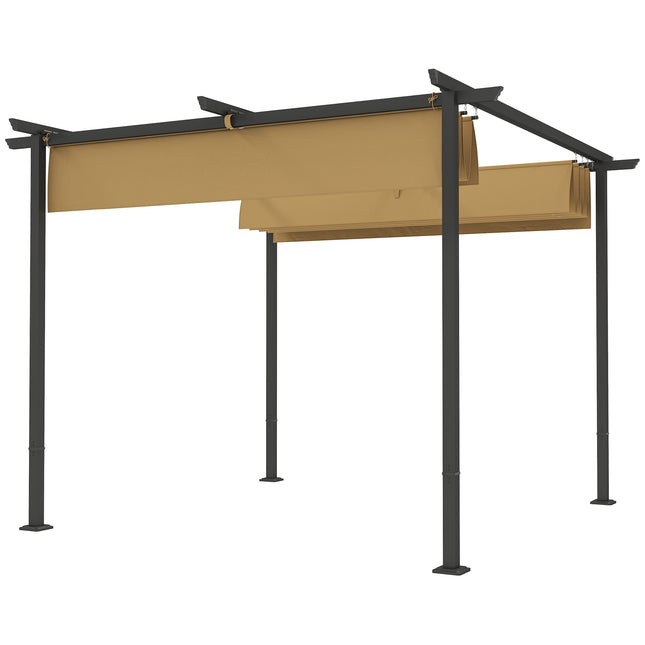 Zatahovací pergola 3x3 m, kovový rám, střecha UPF30+