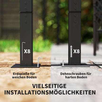 Zatahovací pergola 3x3 m, kovový rám, střecha UPF30+