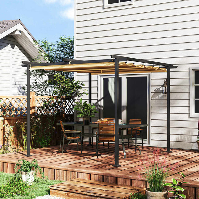 Zatahovací pergola 3x3 m, kovový rám, střecha UPF30+