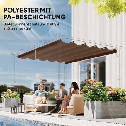 Náhradní zatahovací střecha pergoly, 4x3 m, kávově hnědá, polyester