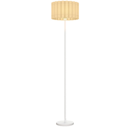 Retro stojací lampa, plastové stínidlo, nožní vypínač, bílá
