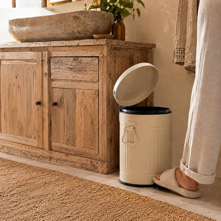 Retro Pedal Bin, 20L Beige – Soft-Close, Vintage Design