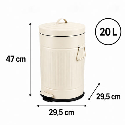 Retro Pedal Bin, 20L Beige – Soft-Close, Vintage Design