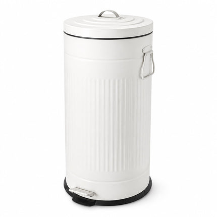 Retro Pedal Bin 30 L with Soft-Close Lid, Vintage Design, White