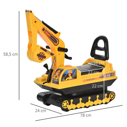 Excavator toy for children - black and yellow, 20 cm