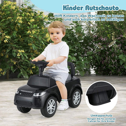 Ride-On Car with Storage – Black Kids Push Toy