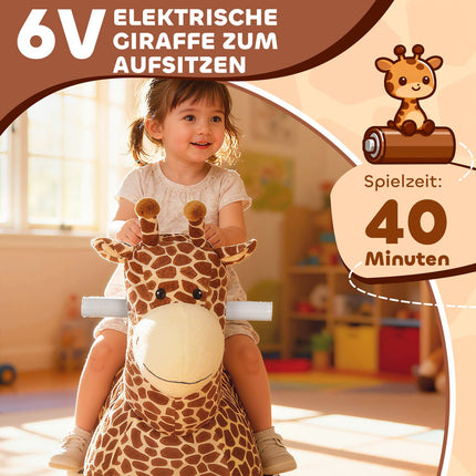 Ride-On Giraffe Toy, Battery-Powered, Washable Cover, Ages 1.5-5