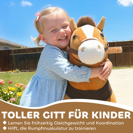 Ride-On Horse for Kids, Soft Fabric, Ages 3-5, Dark Brown