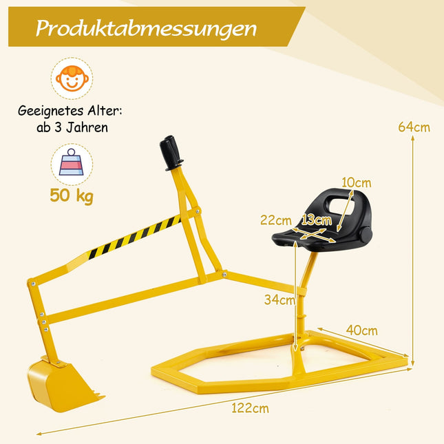 Kovové jezdítko bagr s otočným sedadlem 360°