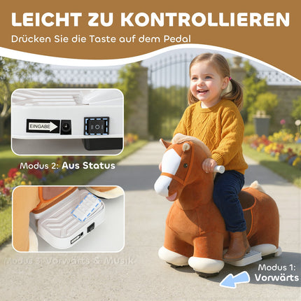 Jezdítko kůň pro děti, měkký potah, hudba, 1,5-5 let