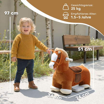 Jezdítko kůň pro děti, měkký potah, hudba, 1,5-5 let