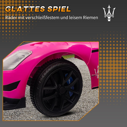 Pink ride-on car with storage, horn & music for children 1.5–5 years