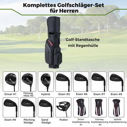 Right-Handed Men's Golf Club Set with Stand Bag