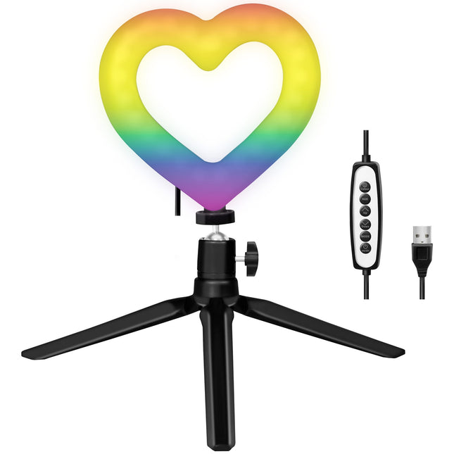 Kruhové světlo ve tvaru srdce RGB se stolním stojanem