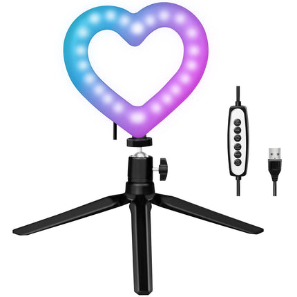 Kruhové světlo ve tvaru srdce RGB se stolním stojanem